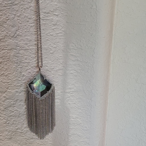 NWT Kendra Scott Set Black Mother of Pearl in Silver Gorgeous coloring ! - Picture 8 of 16